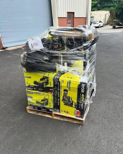 Wholesale pallet of brand new power equipment including generators, drills, saws, and more – ideal for retailers or bulk buyers
