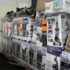 Wholesale pallet of brand-new vacuum cleaners, including upright, canister, and handheld models – perfect for retailers and bulk buyers